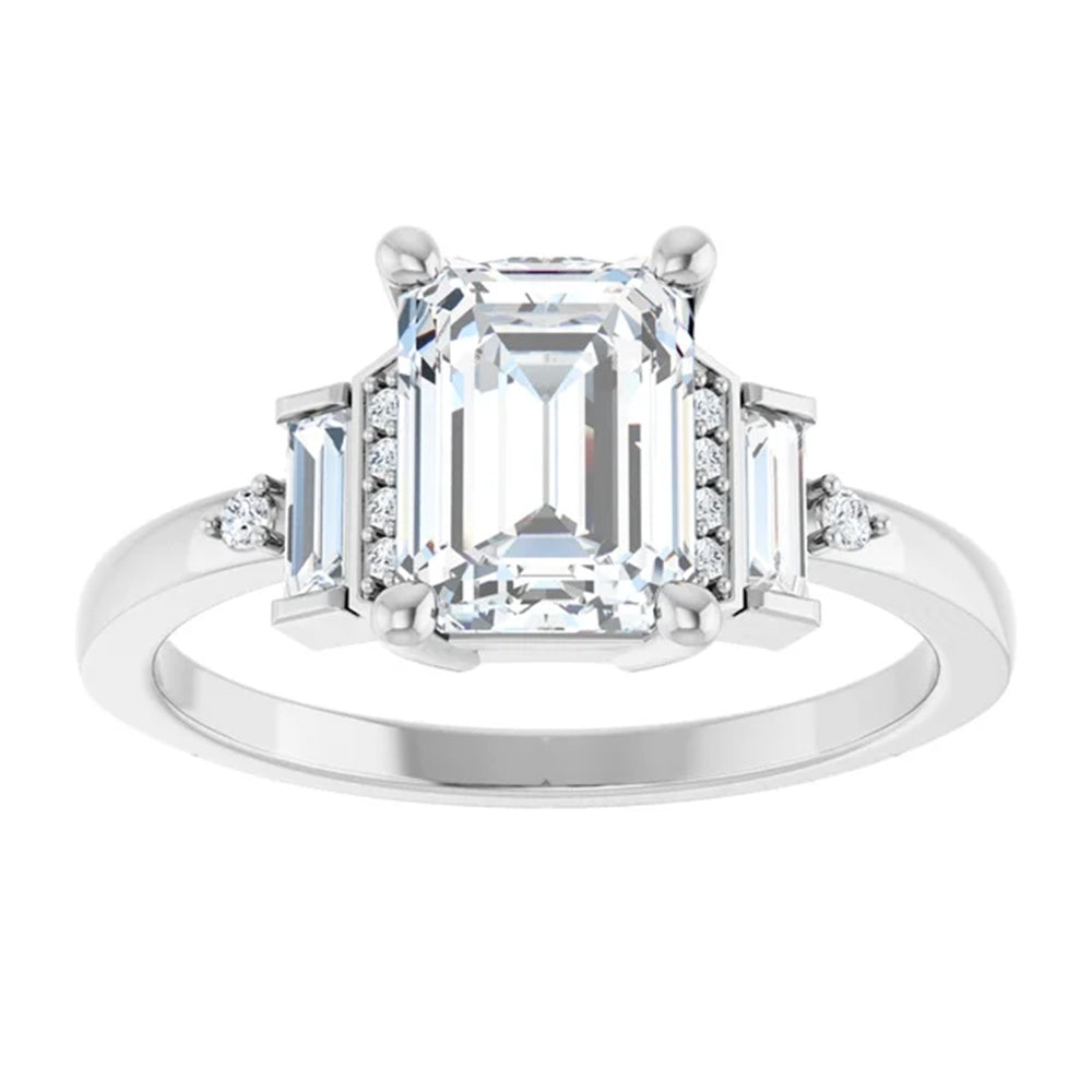 14k Gold 1.75 Carat Emerald Cut Diamond Engagement Ring