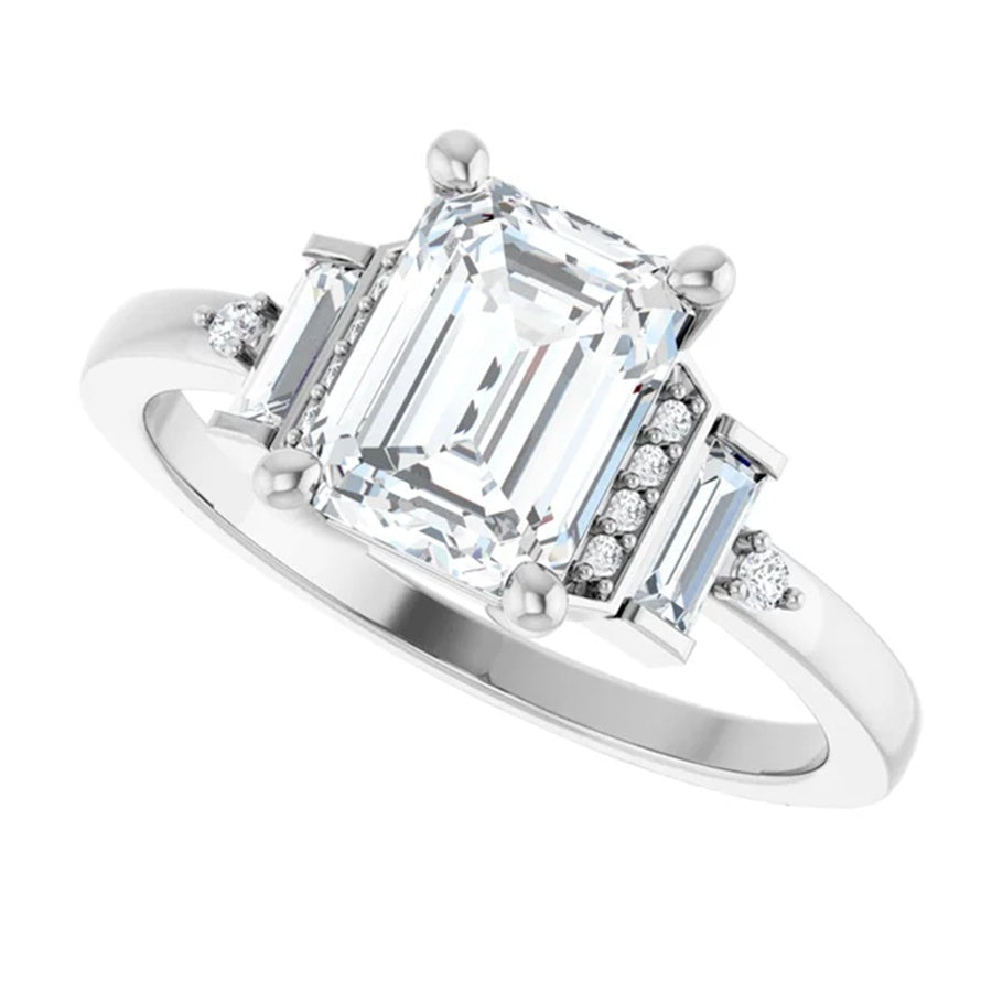 14k Gold 1.75 Carat Emerald Cut Diamond Engagement Ring