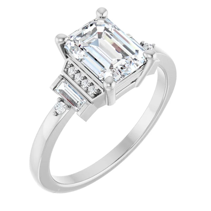 14k Gold 1.75 Carat Emerald Cut Diamond Engagement Ring