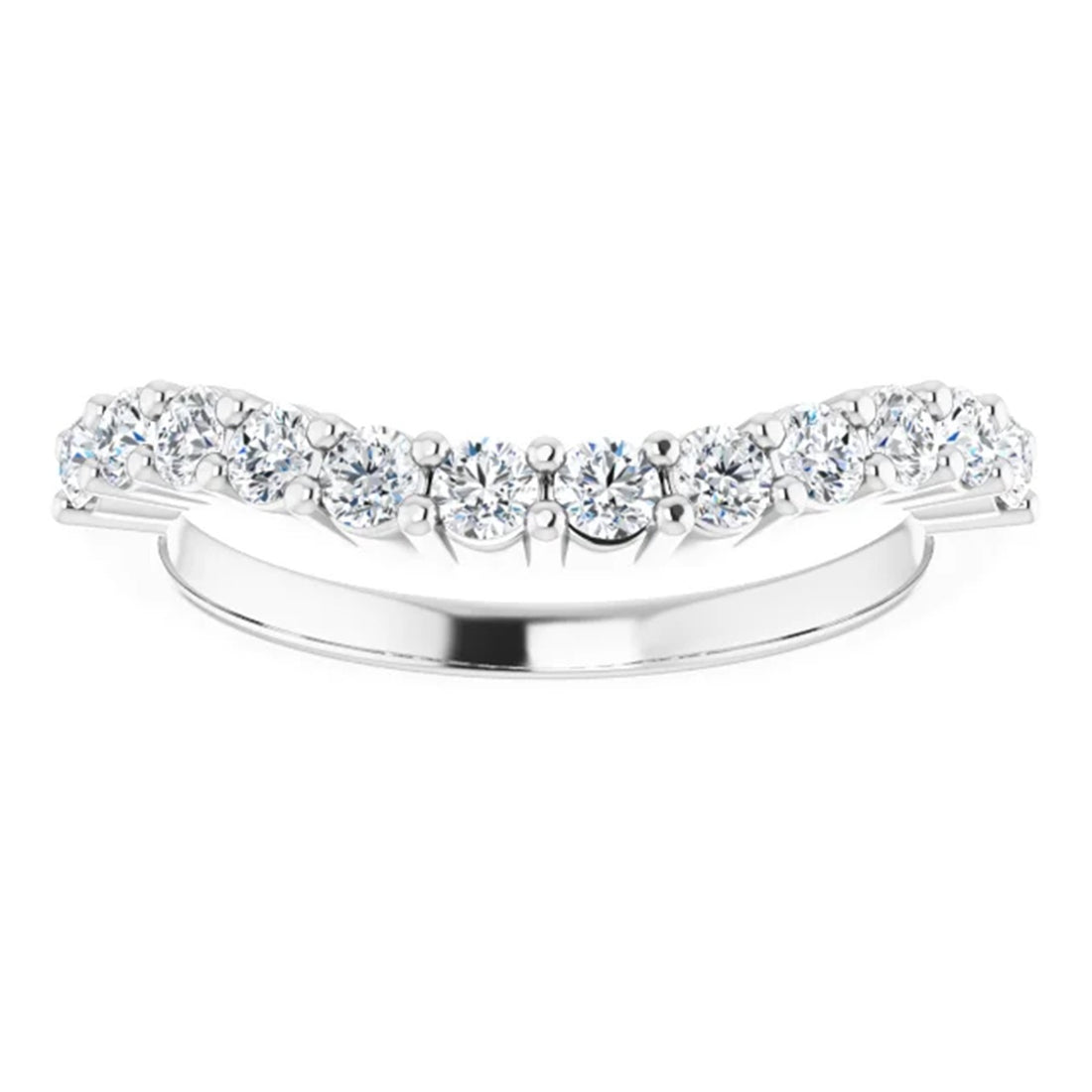 Natural White Sapphire Wedding Band, Free form Band, Yellow Gold Band