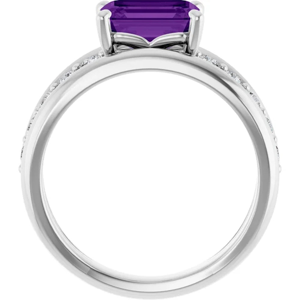 Amethyst Birthstone Statement Ring, Multi Stone Band