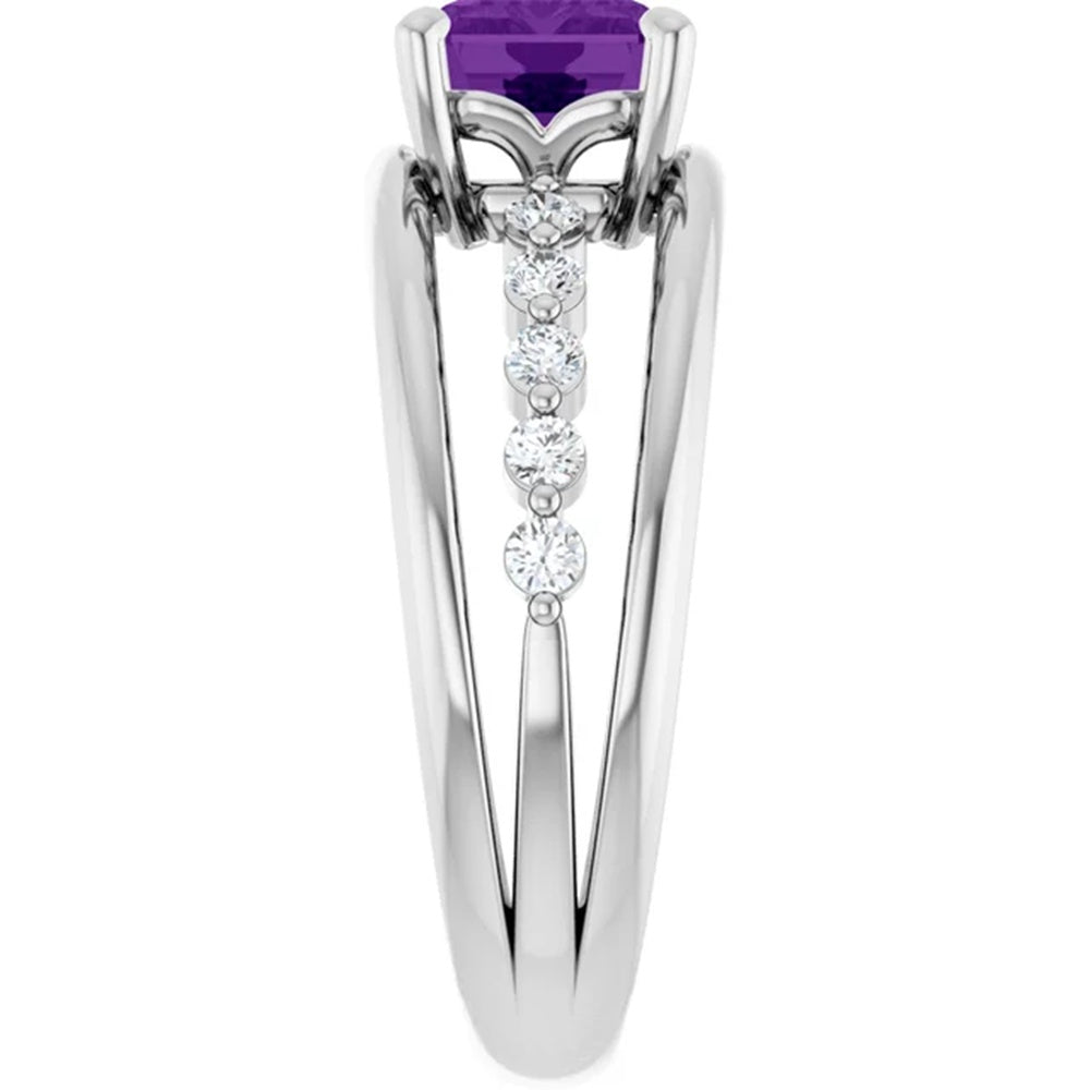 Amethyst Birthstone Statement Ring, Multi Stone Band