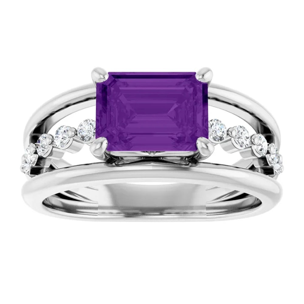 Amethyst Birthstone Statement Ring, Multi Stone Band