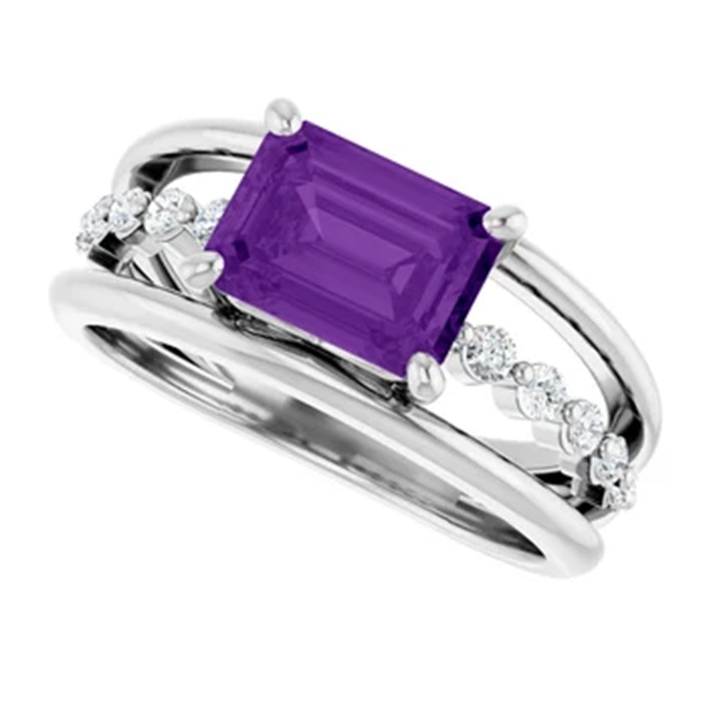 Amethyst Birthstone Statement Ring, Multi Stone Band