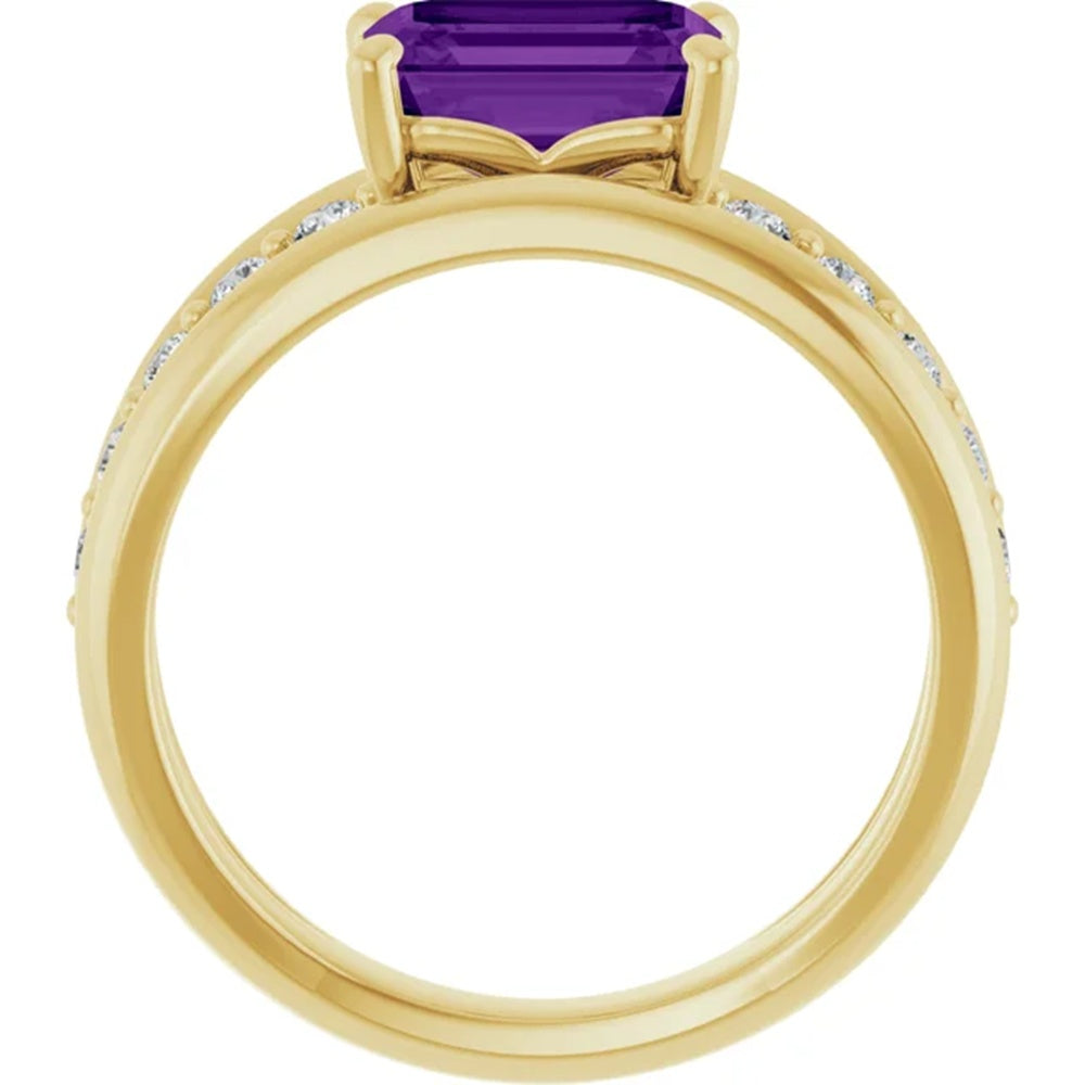 Amethyst Birthstone Statement Ring, Multi Stone Band