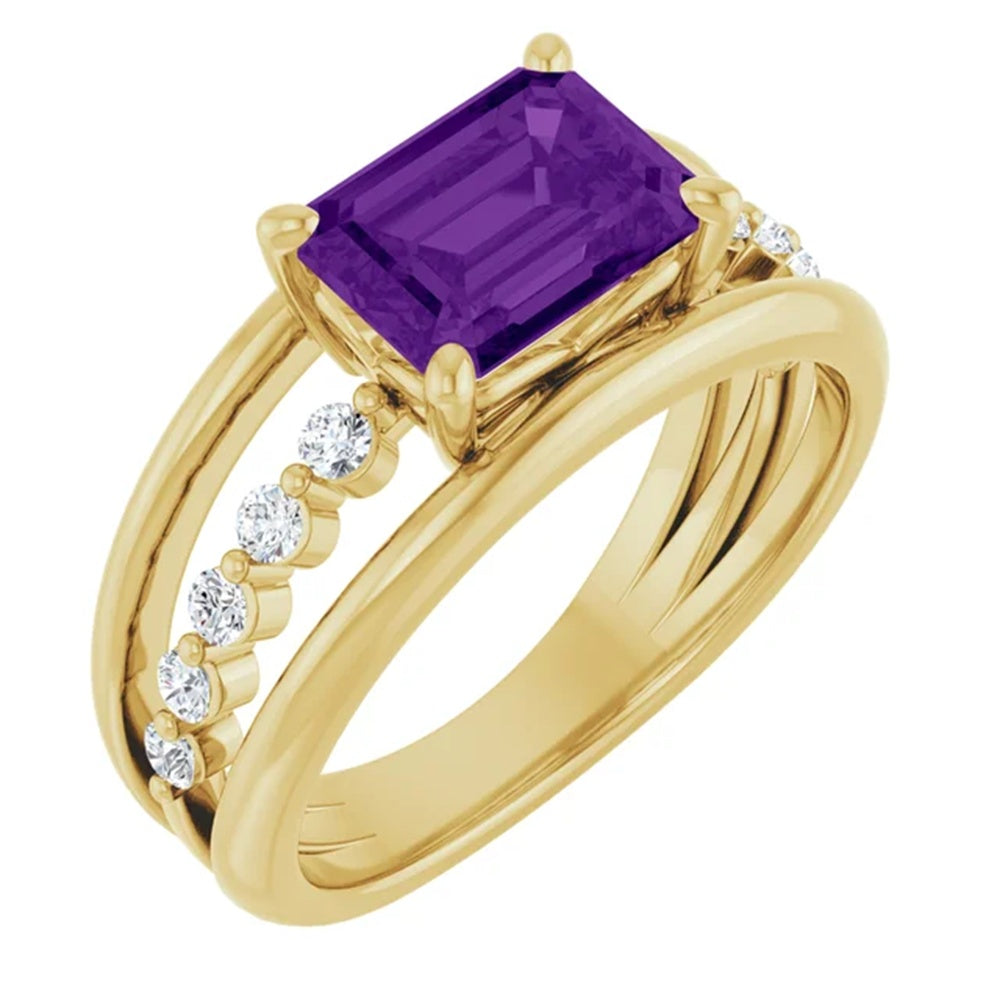 Amethyst Birthstone Statement Ring, Multi Stone Band