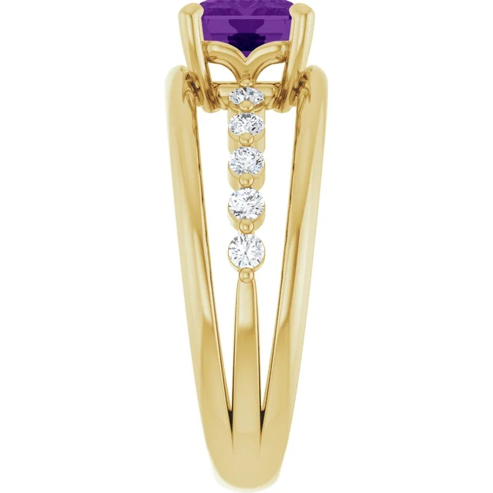 Amethyst Birthstone Statement Ring, Multi Stone Band