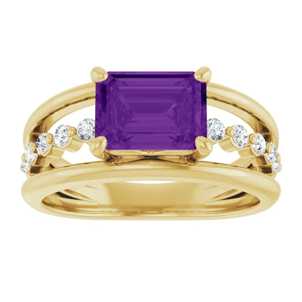 Amethyst Birthstone Statement Ring, Multi Stone Band