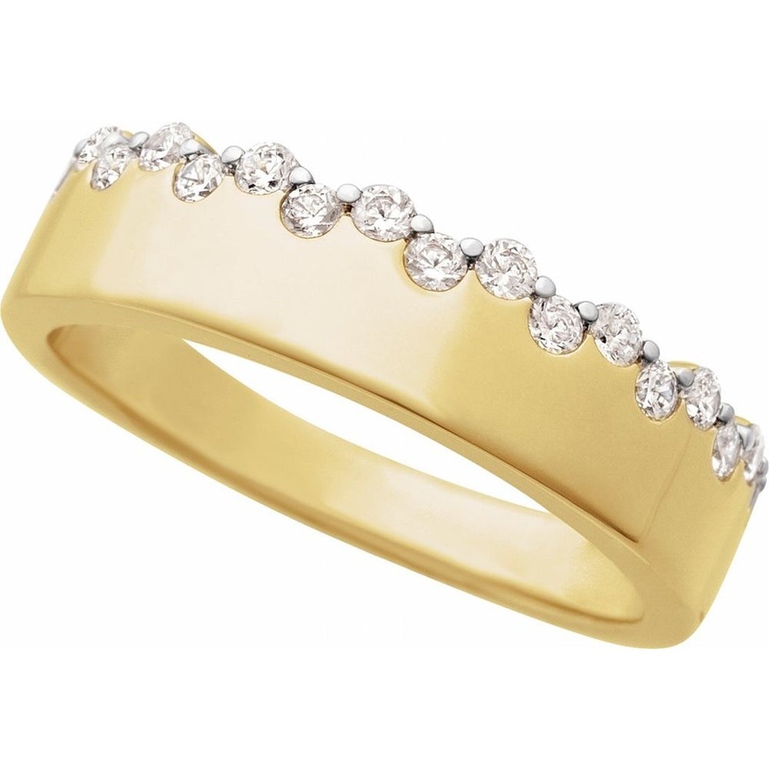 14k Yellow Gold Vermeil 1/3 Carat Asymmetric Diamond Wedding Band