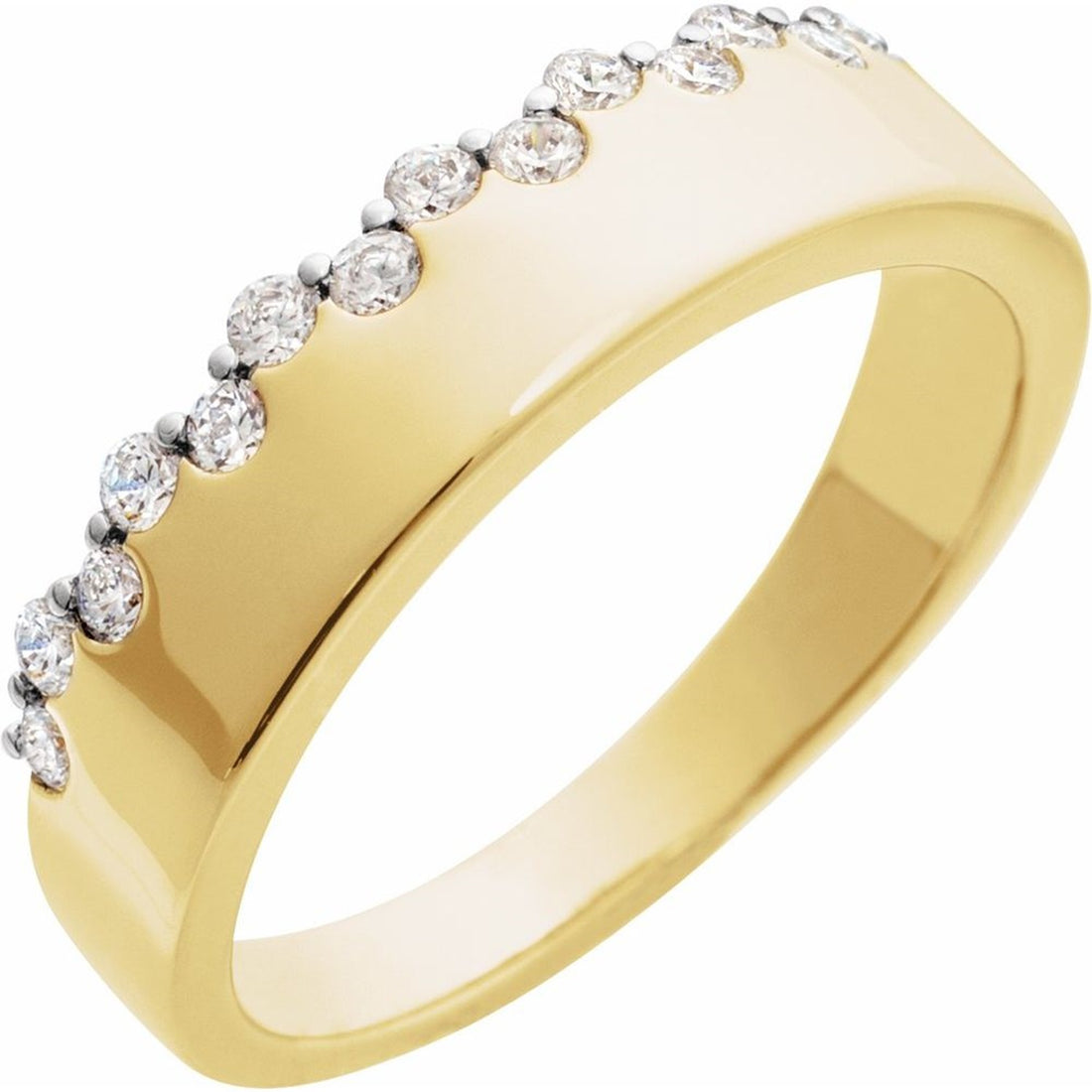 14k Yellow Gold Vermeil 1/3 Carat Asymmetric Diamond Wedding Band