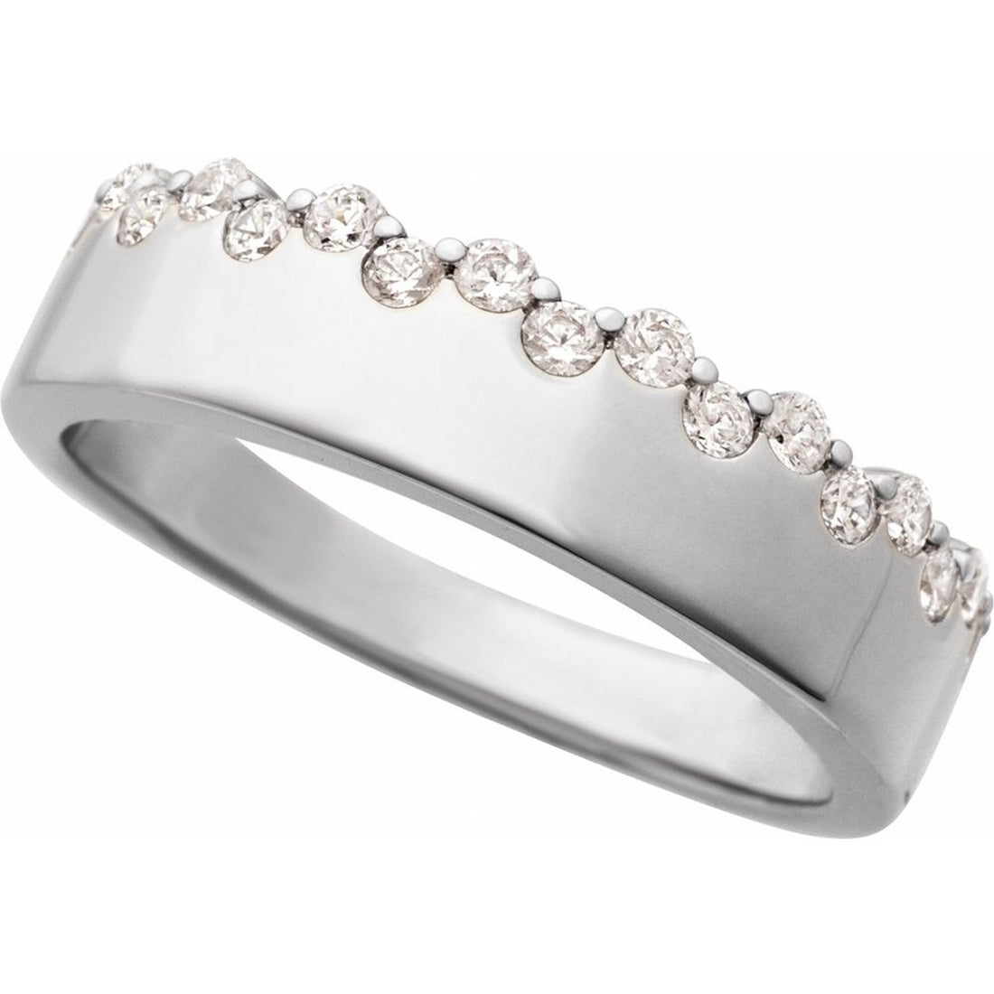 Sterling Silver Asymmetrical 1/3 Carat Diamond Wedding Band