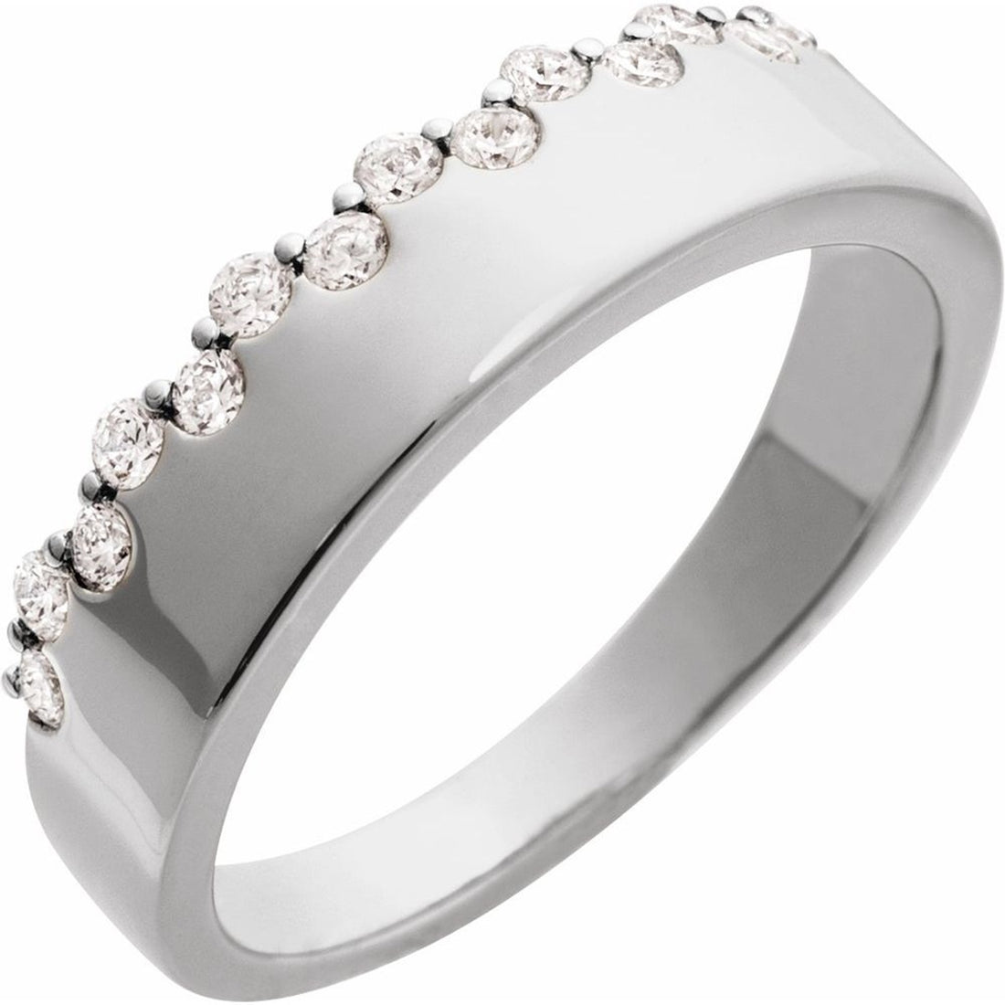 Sterling Silver Asymmetrical 1/3 Carat Diamond Wedding Band
