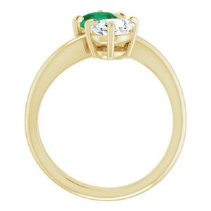 Toi et Moi Ring, Pear Engagement Ring, Double Stone Emerald Ring