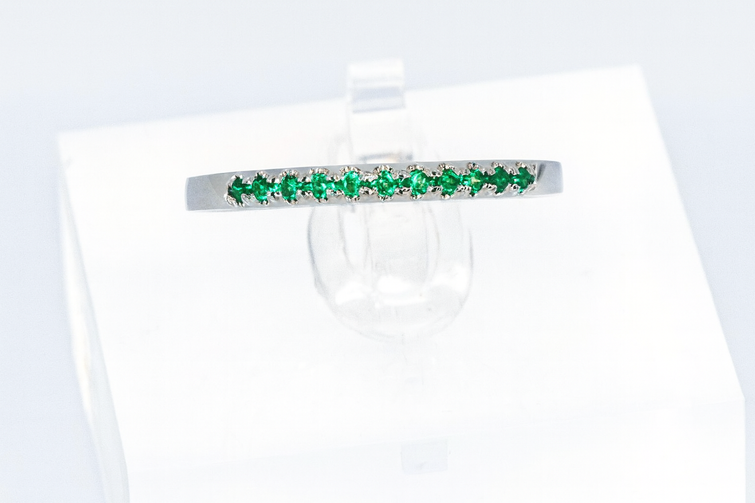 Sterling Silver Emerald Wedding Band & Stackable Ring