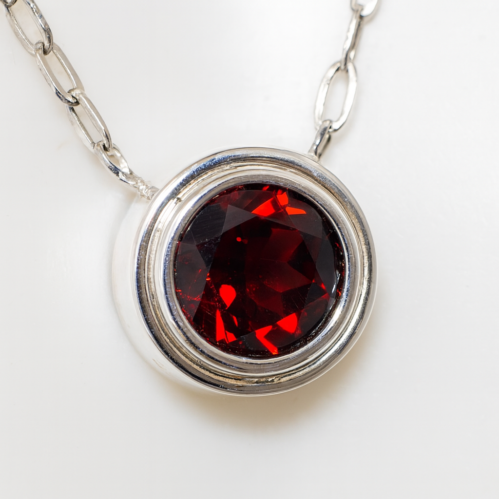 Natural Mozambique Garnet Necklace in Nickel Free Silver, January Birthstone