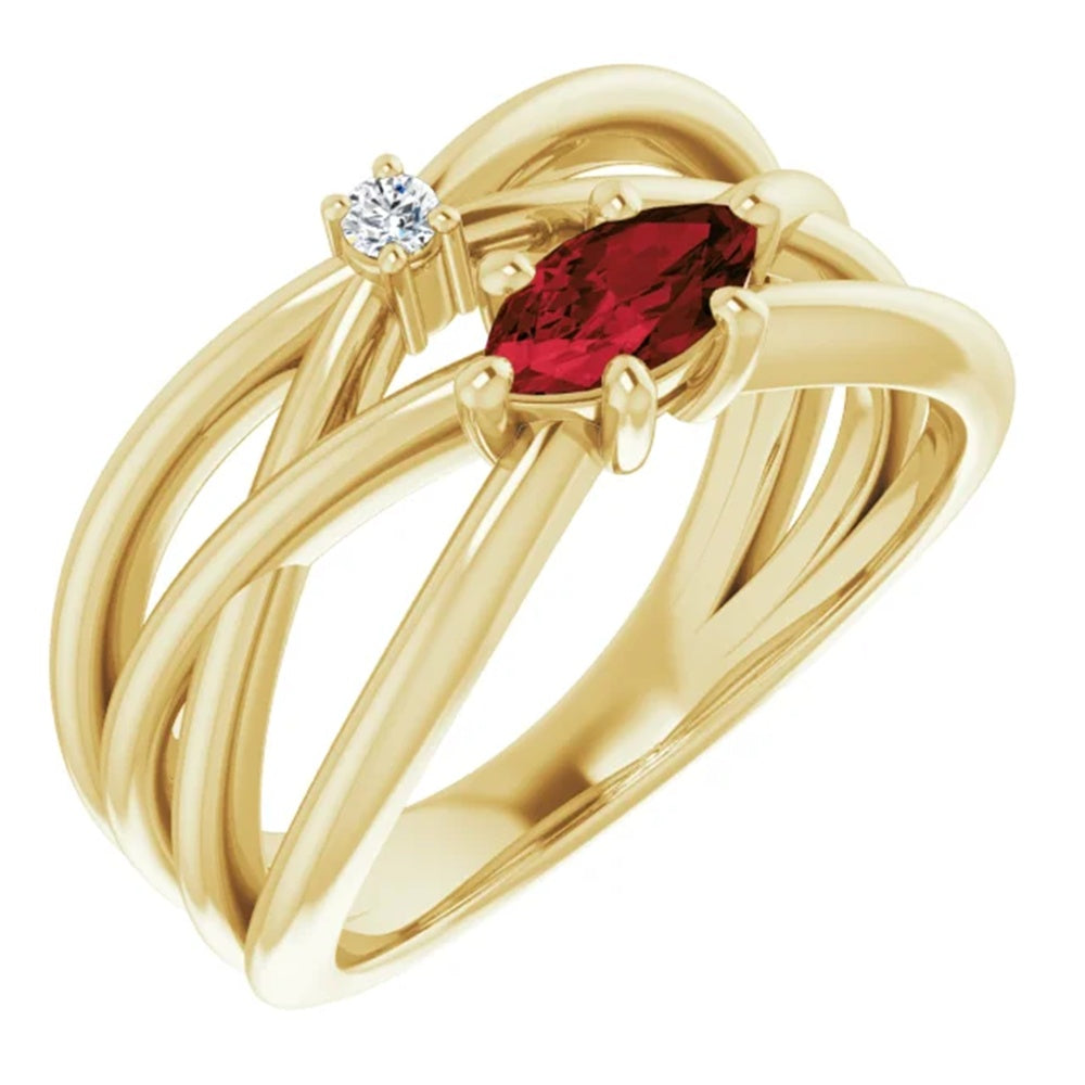 Gold Bujakan Natural Garnet & Diamond Statement Ring