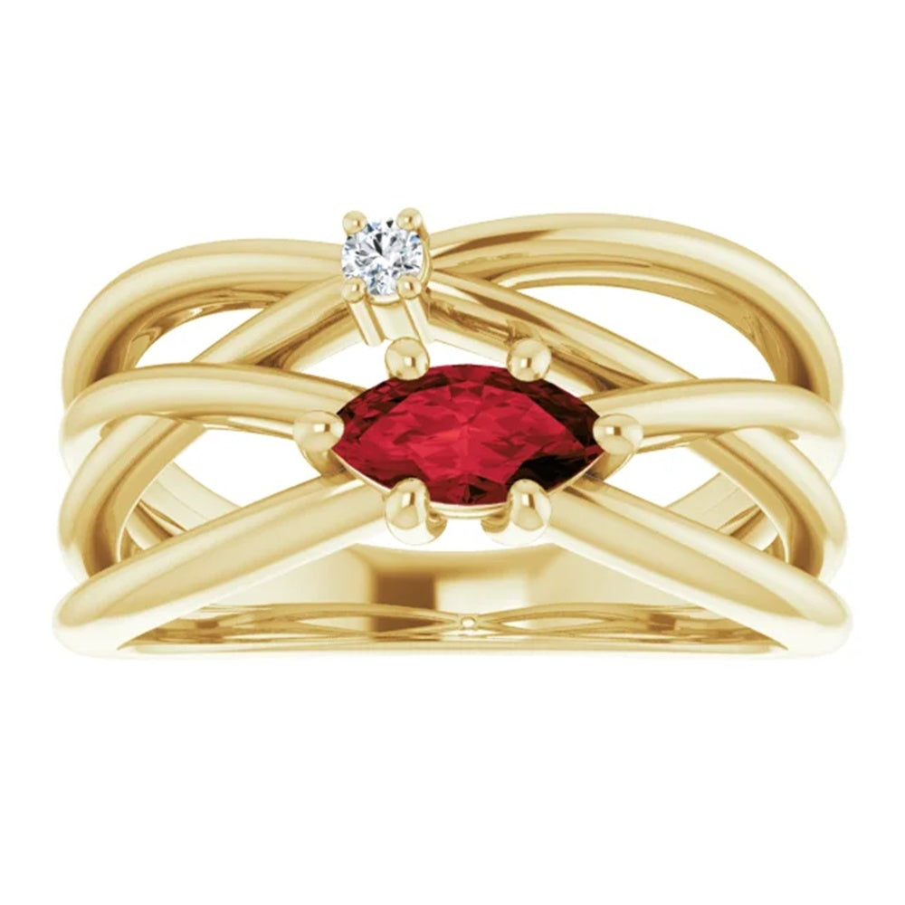 Gold Bujakan Natural Garnet & Diamond Statement Ring