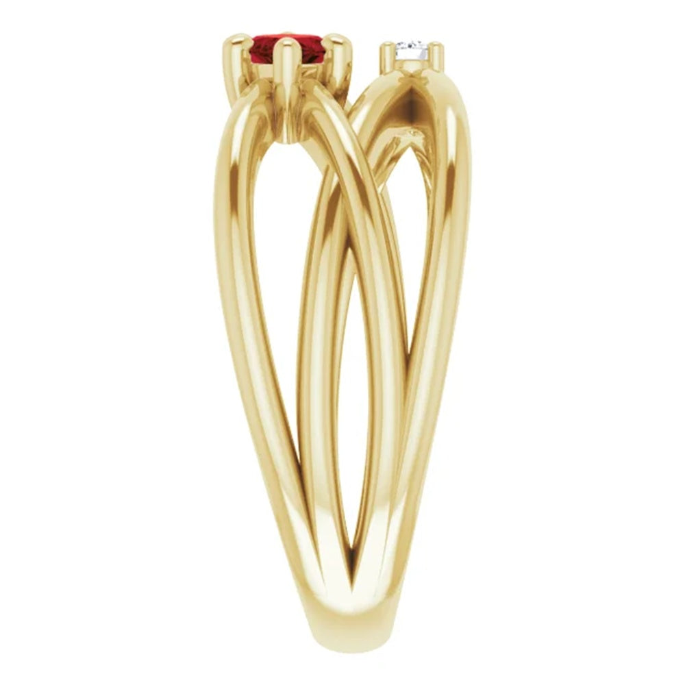 Gold Bujakan Natural Garnet & Diamond Statement Ring
