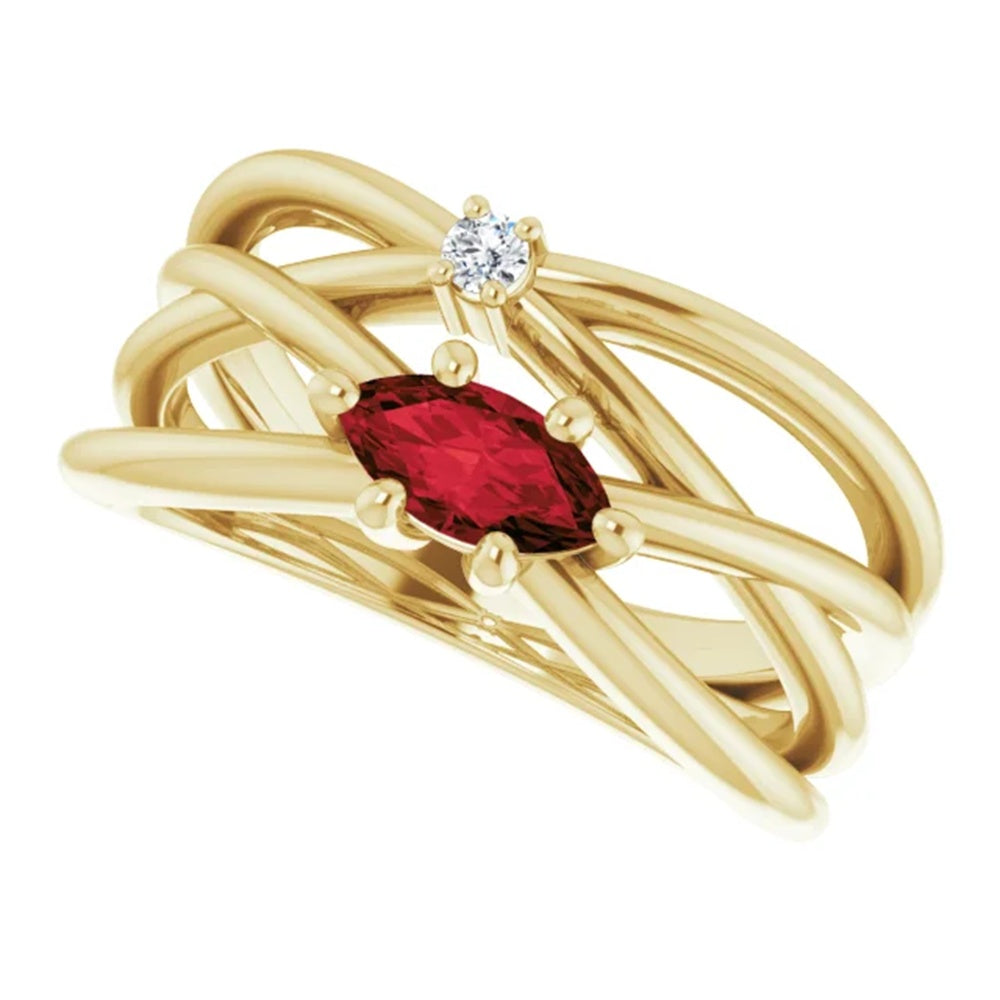 Gold Bujakan Natural Garnet & Diamond Statement Ring