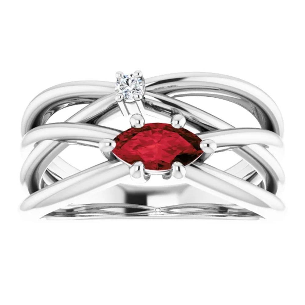 Gold Bujakan Natural Garnet & Diamond Statement Ring