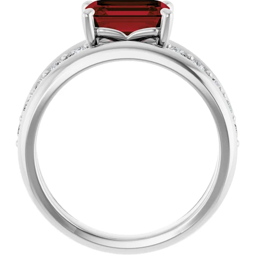 Natural Garnet & Diamond Statement Ring, January Birthstone