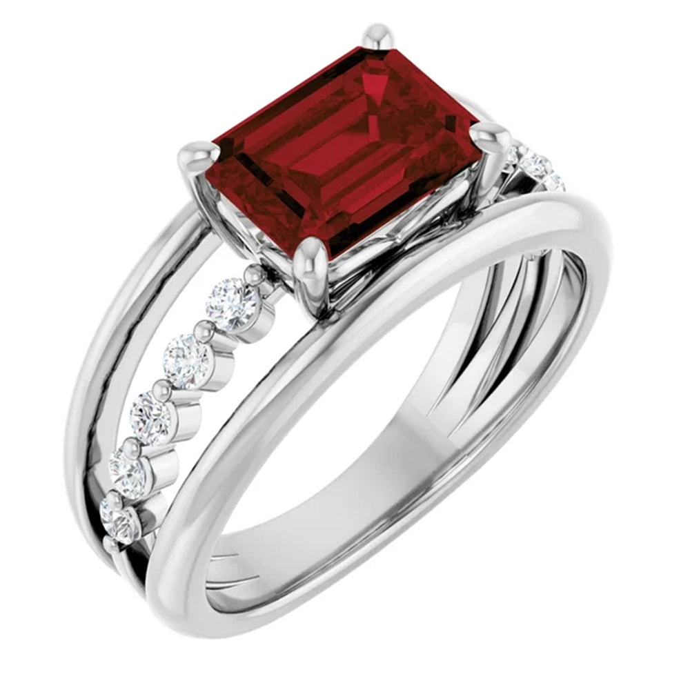 Natural Garnet & Diamond Statement Ring, January Birthstone