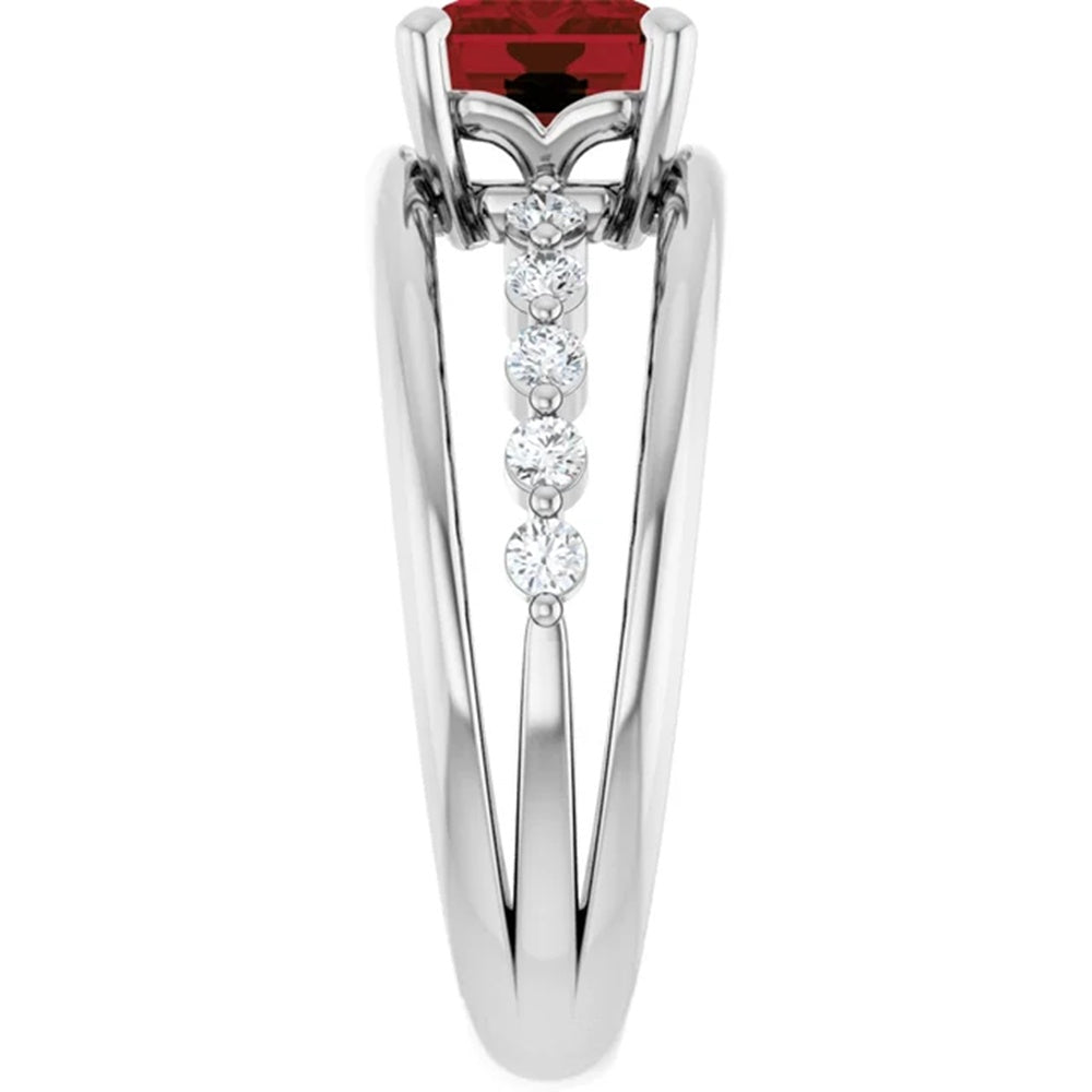 Natural Garnet & Diamond Statement Ring, January Birthstone
