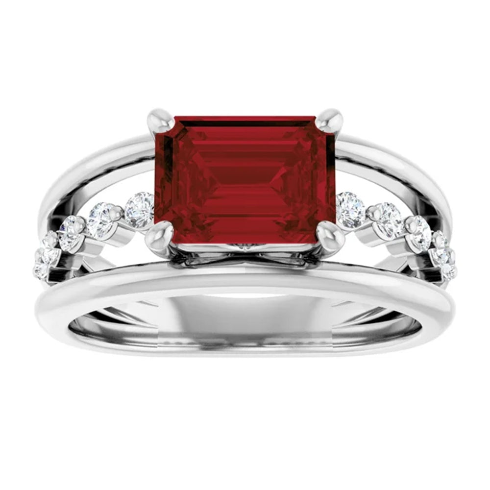 Natural Garnet & Diamond Statement Ring, January Birthstone