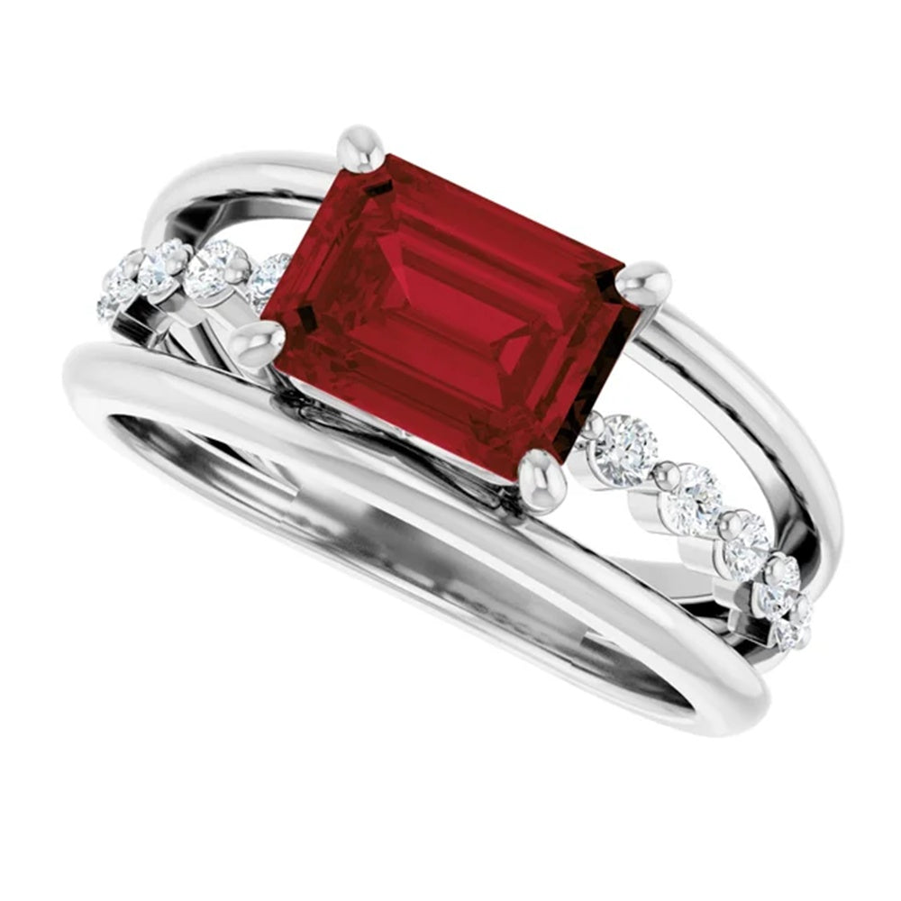 Natural Garnet & Diamond Statement Ring, January Birthstone
