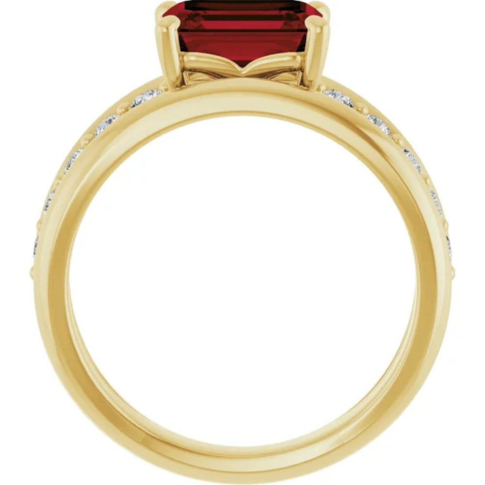 Natural Garnet & Diamond Statement Ring, January Birthstone