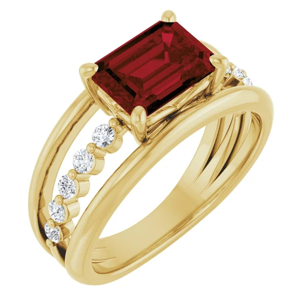 Natural Garnet & Diamond Statement Ring, January Birthstone