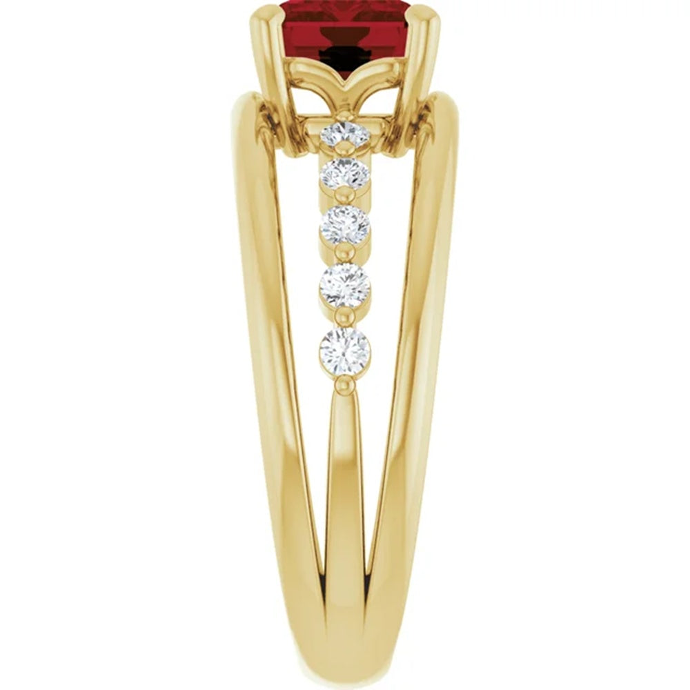 Natural Garnet & Diamond Statement Ring, January Birthstone