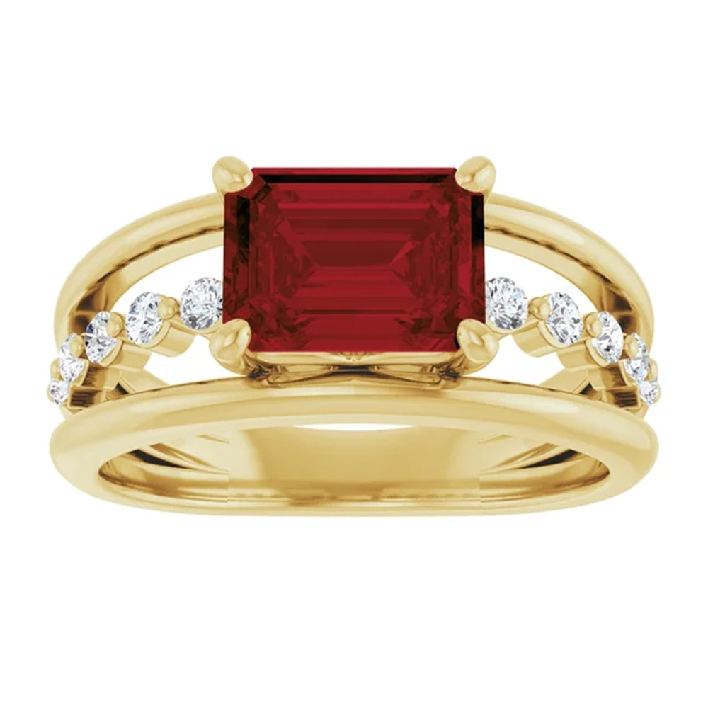 Natural Garnet & Diamond Statement Ring, January Birthstone
