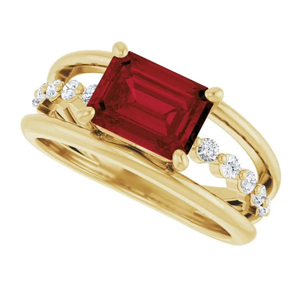 Natural Garnet & Diamond Statement Ring, January Birthstone