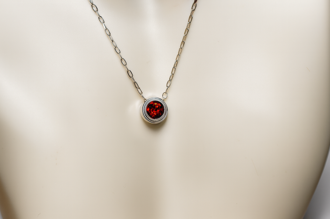 Natural Mozambique Garnet Necklace in Nickel Free Silver, January Birthstone