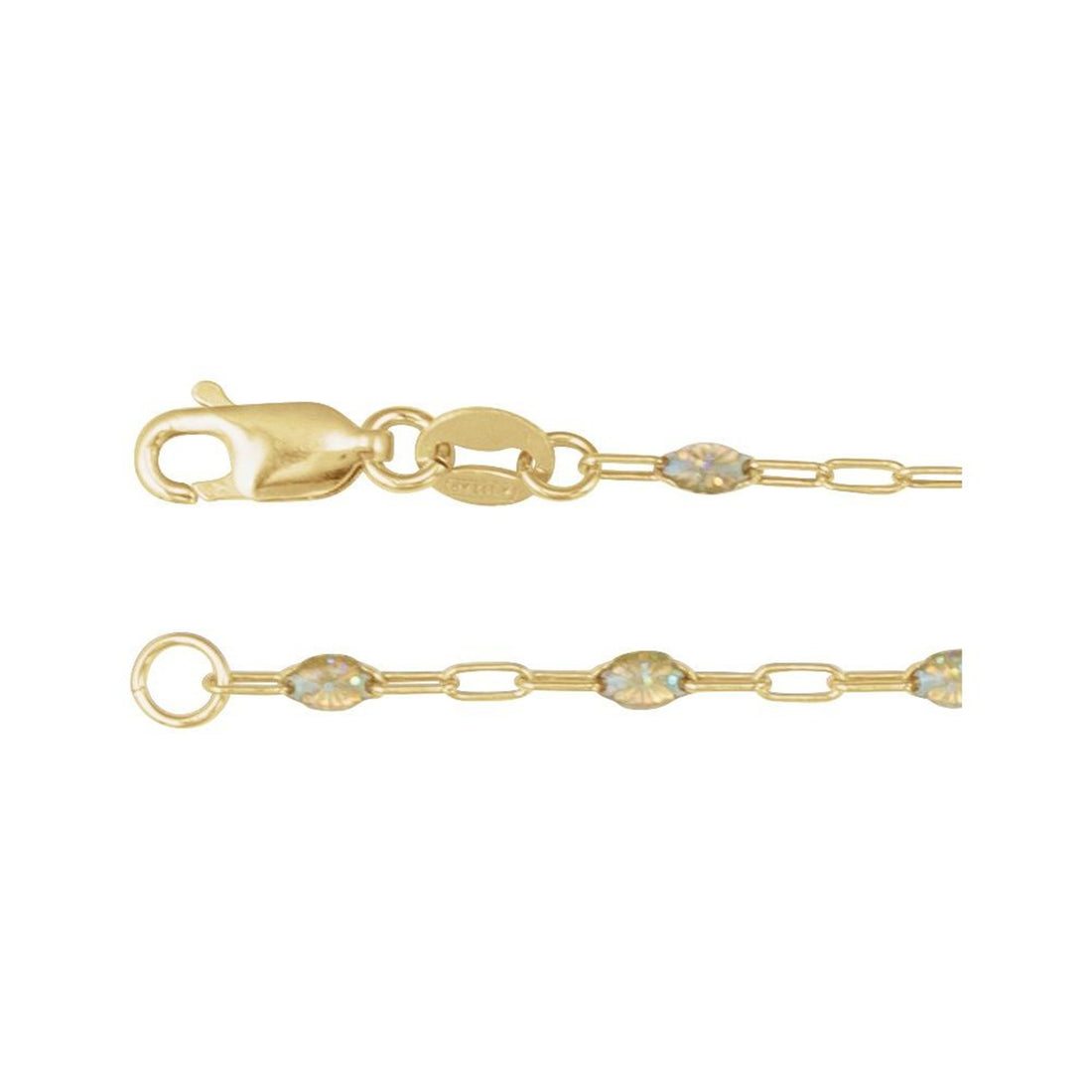14K Yellow Gold Filled Multicolor Enamel Paperclip Chain Bracelet