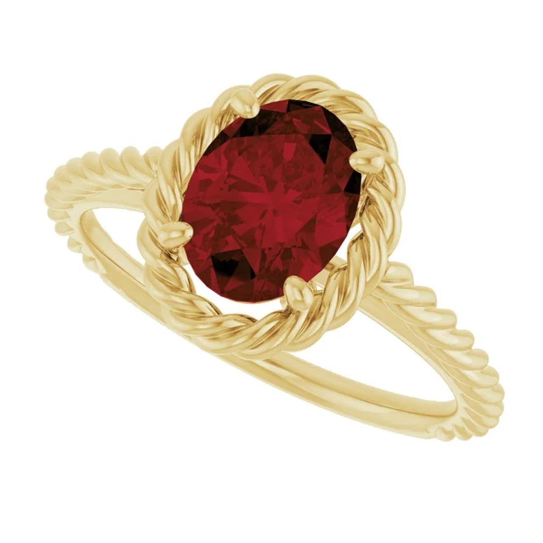 Natural Oval Garnet Ring, January Birthstone