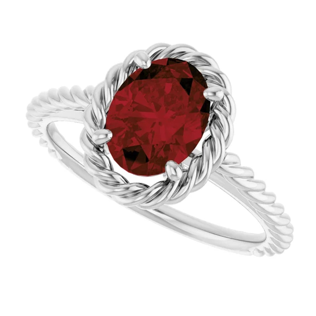 Natural Oval Garnet Ring, January Birthstone