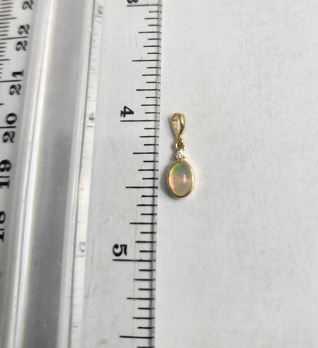 14k Natural Ethiopian Opal & Diamond Pendant