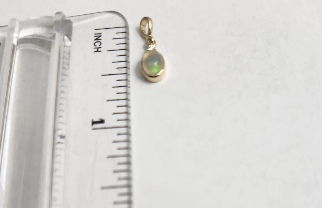 14k Natural Ethiopian Opal & Diamond Pendant