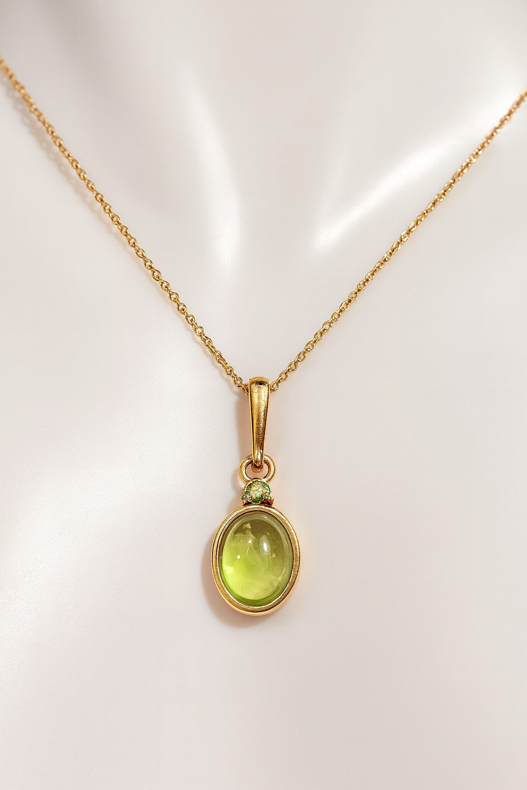 14k Natural Peridot Pendant, Peridot Charm, August Birthstone