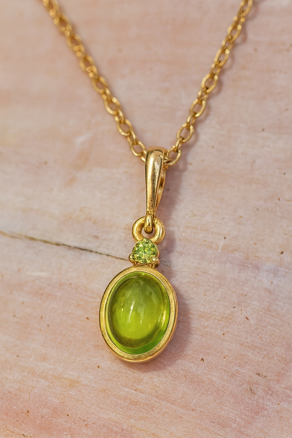 14k Natural Peridot Pendant, Peridot Charm, August Birthstone