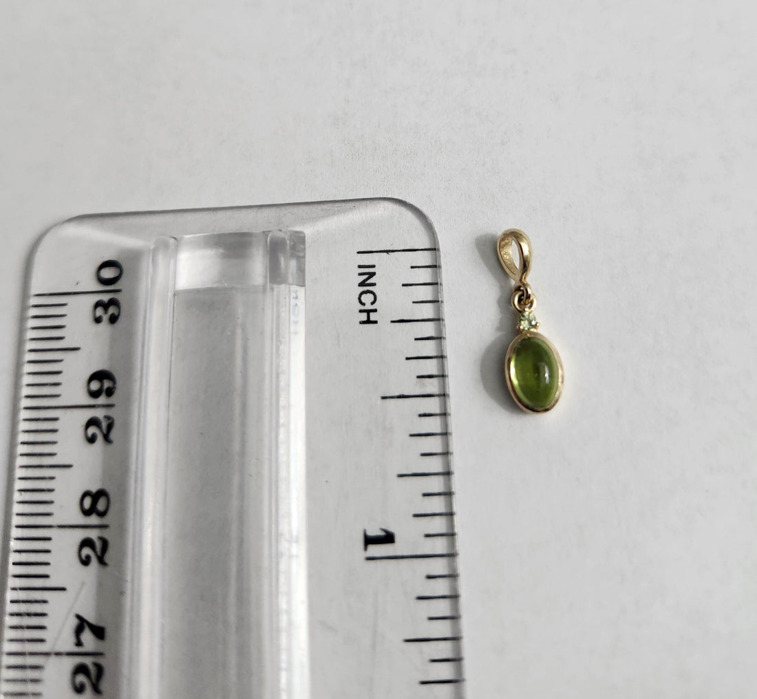 14k Natural Peridot Pendant, Peridot Charm, August Birthstone