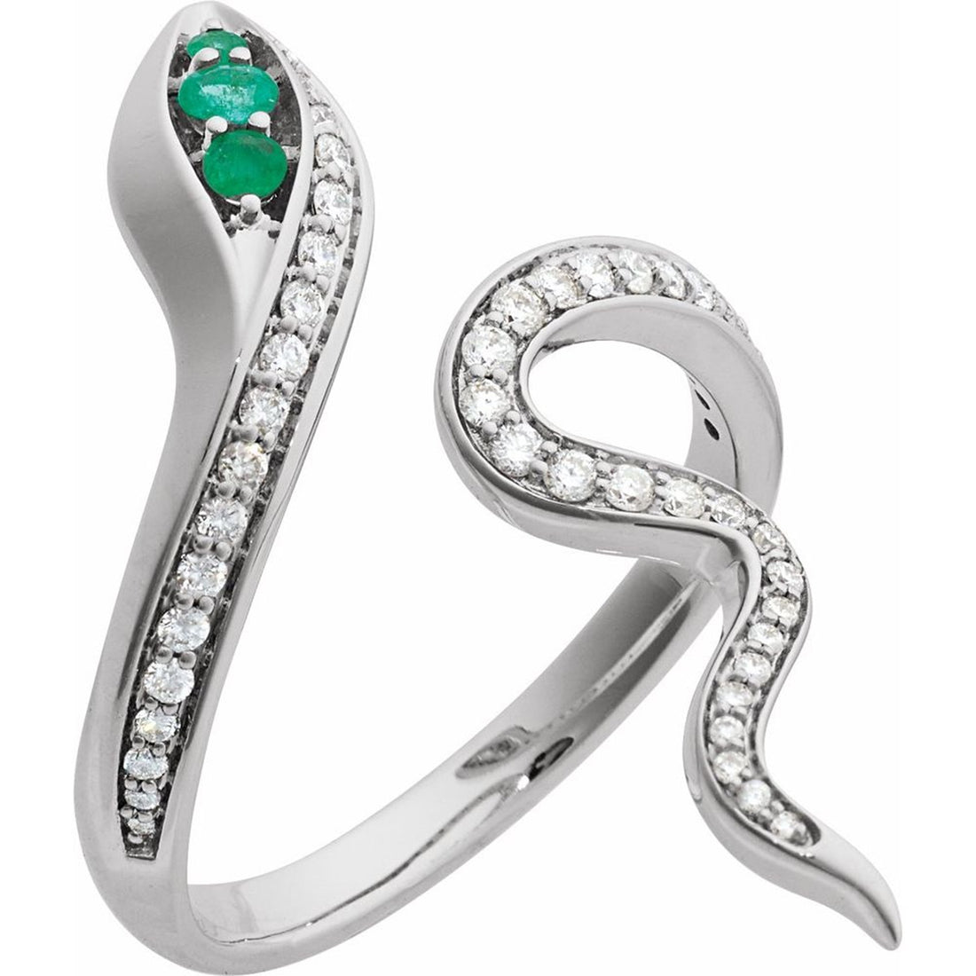 Emerald and Diamond Snake Ring