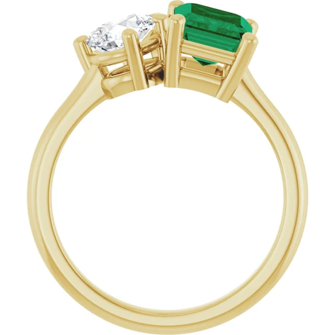 Toi et Moi Emerald & Diamond Engagement Ring