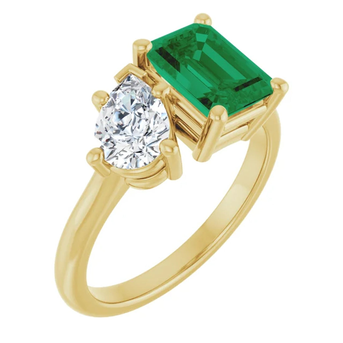 Toi et Moi Emerald & Diamond Engagement Ring