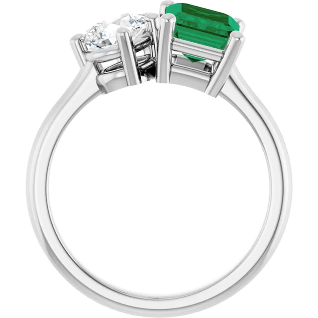 Toi et Moi Emerald & Diamond Engagement Ring