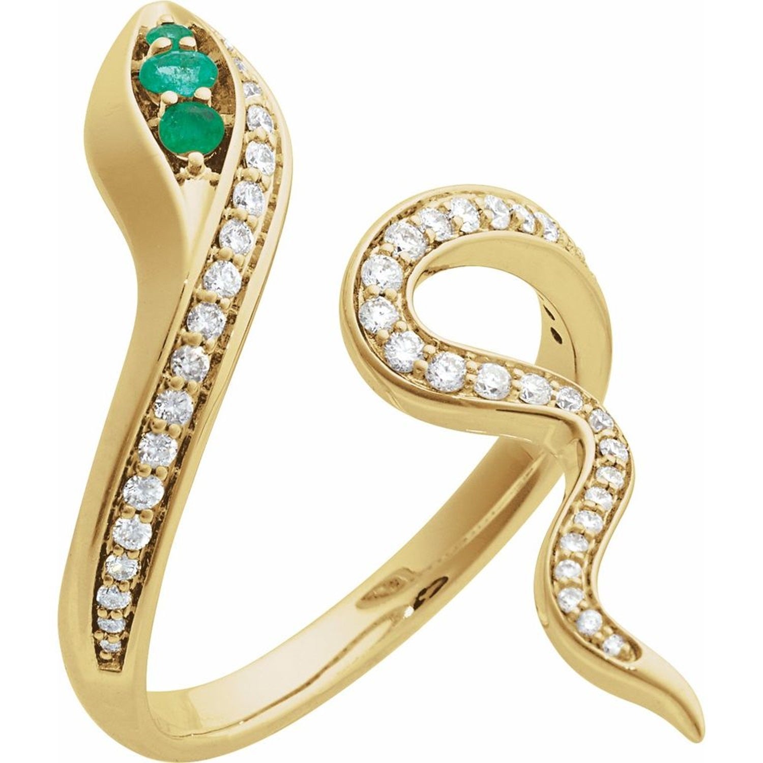 Emerald and Diamond Snake Ring