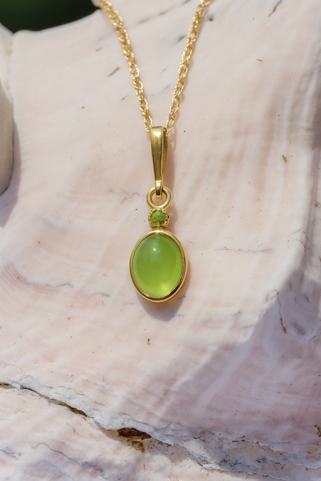 14k Natural Peridot Pendant, Peridot Charm, August Birthstone