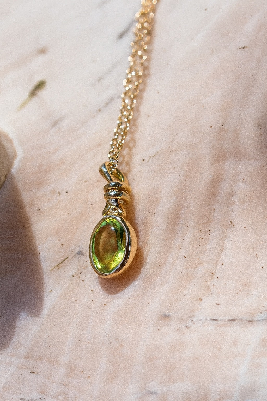 14k Natural Peridot Pendant, Peridot Charm, August Birthstone